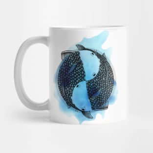 Pisces - Fish Koi - Japanese Tattoo Style (black and white) Mug